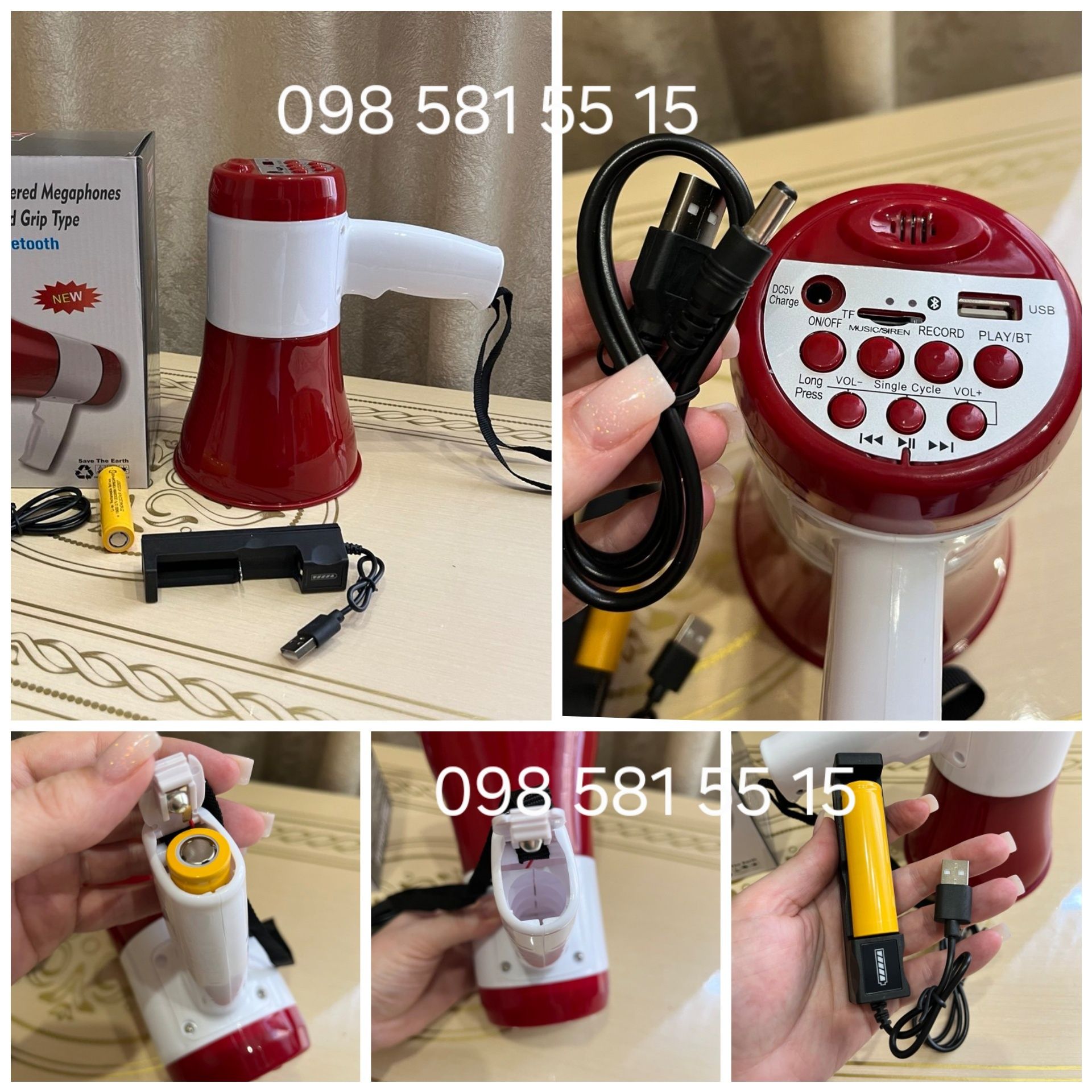 Рупор громкоговоритель ручной мегафон с записью аккумулятор 15W 30W 50