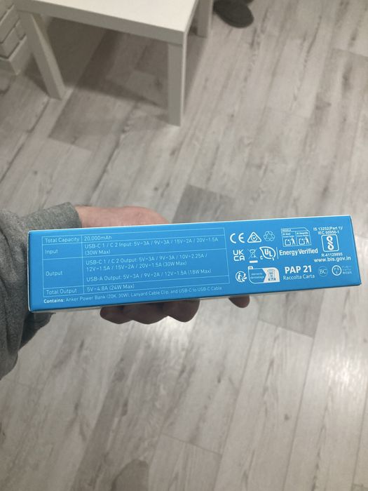 павербанк anker 20000 mAh 30w