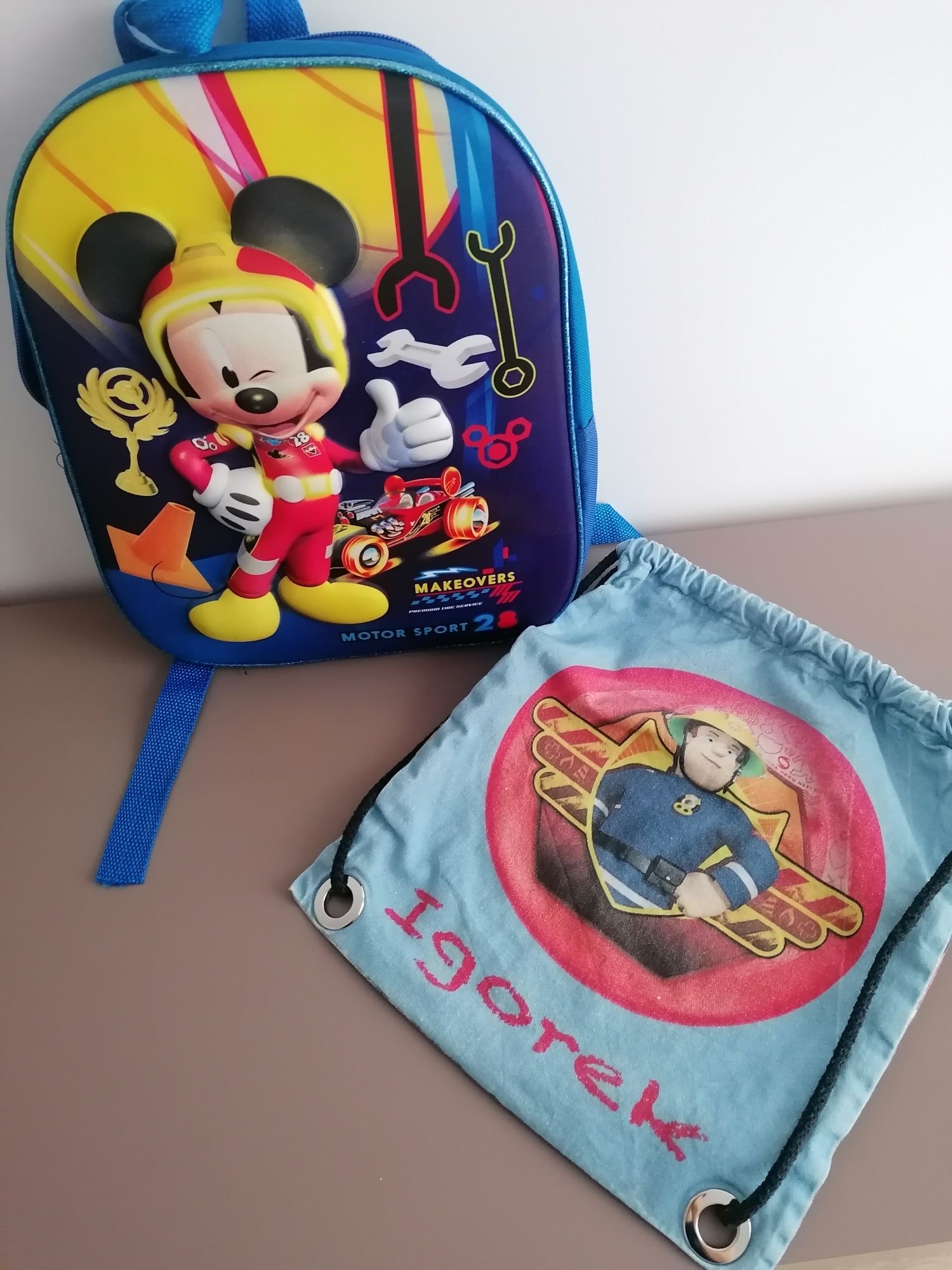 Plecak przedszkolaka Myszka Miki +worek na ubrania Strażak Sam