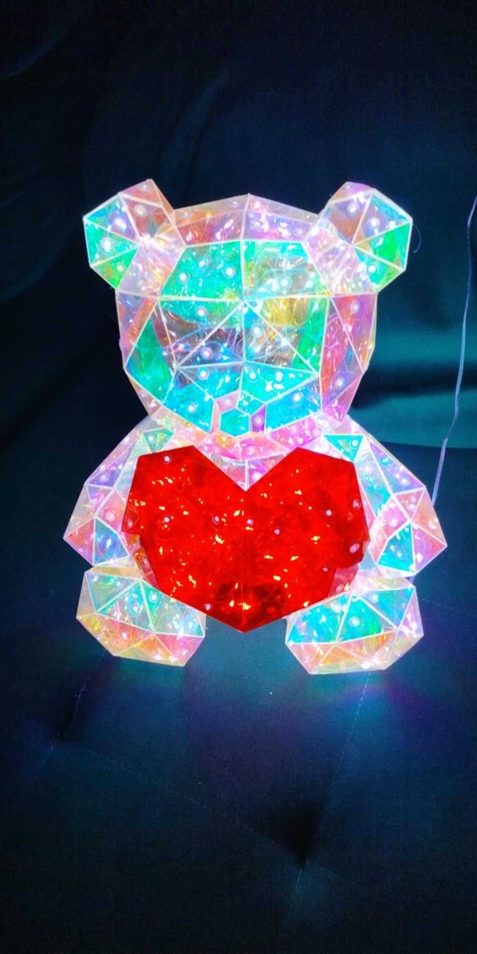 Miś led lampka niedźwiedź świecący serce prezent prezentowy pomysł