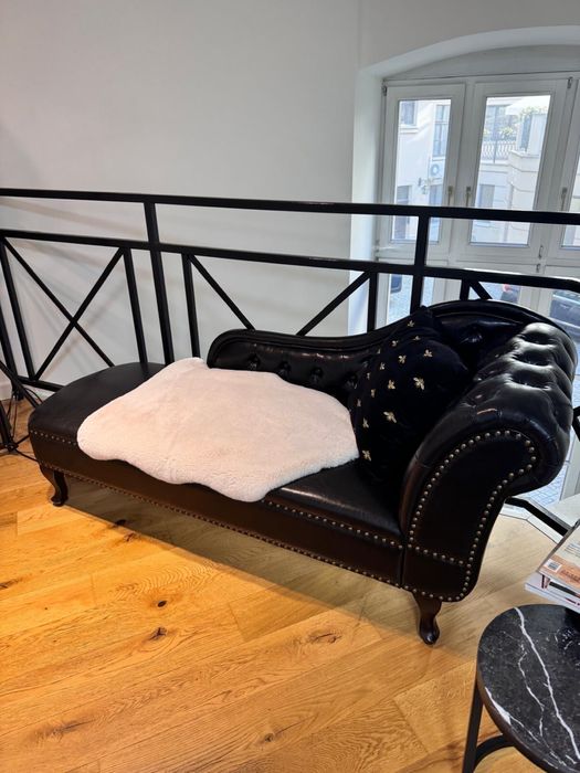 Sofa szezlong czarna, ekoskóra