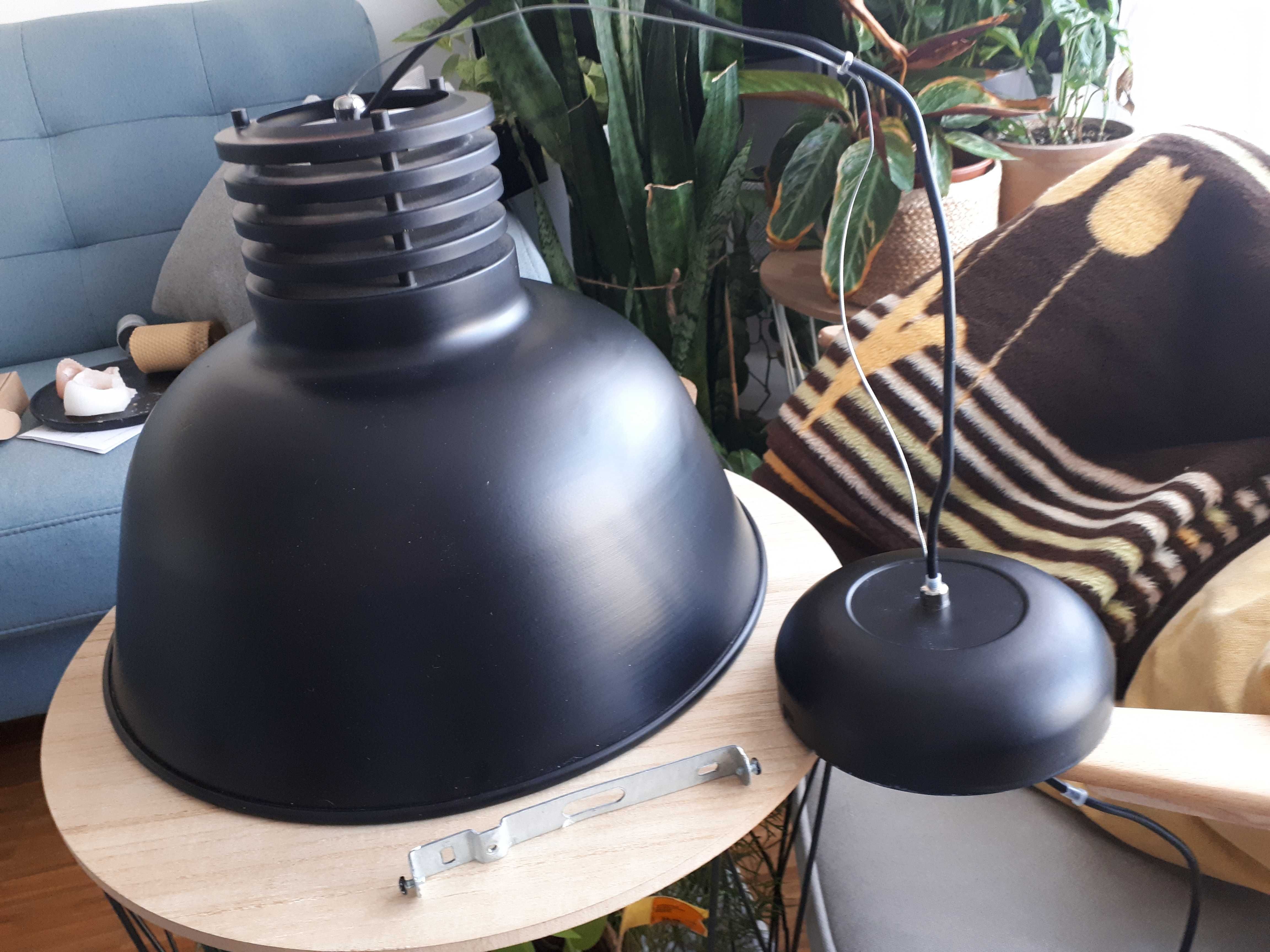 Duża lampa industrialna,  wisząca czarna lampa w stylu loft 1xE27