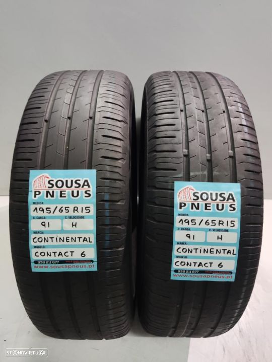 2 pneus semi novos 195-65r15 continental - oferta dos portes