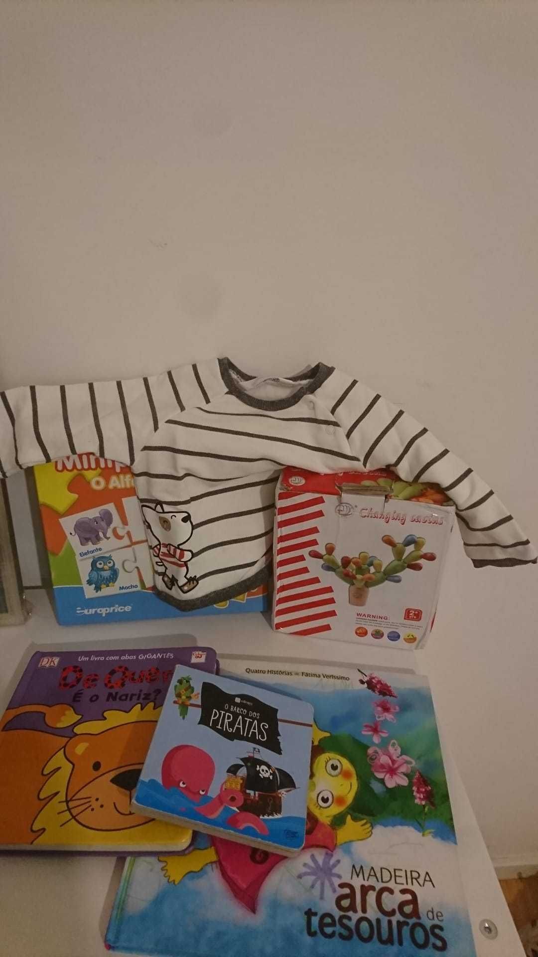 Conjunto criança: 3 livros + 2 brinquedos + 1 camisola