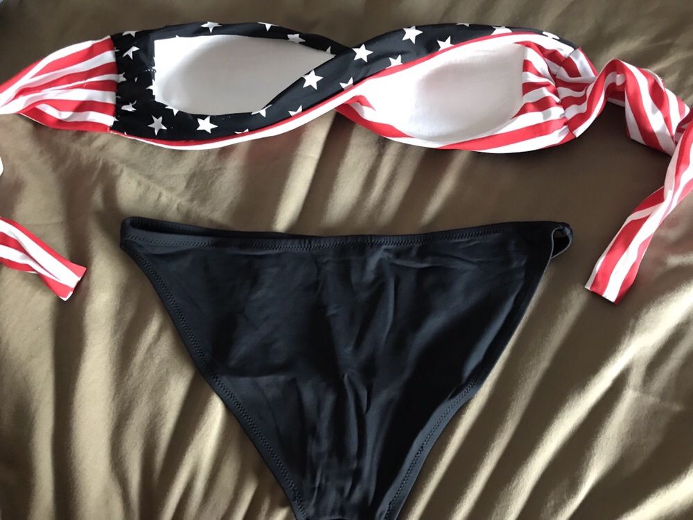 Flaga USA kolor czarny M bikini strój kąpielowy