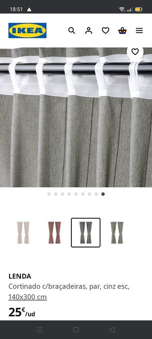 Cortinados LENDA 140x300cm, IKEA. NOVO