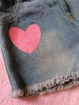 Spodenki serduszka jeans strzępienia na nogawkach r. 92-98