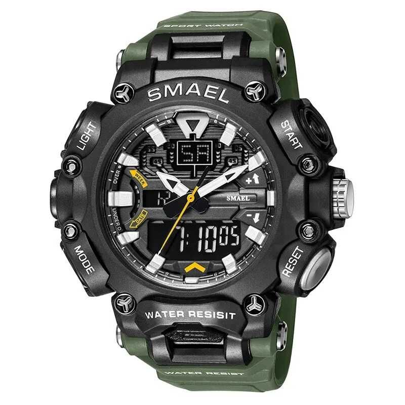 Zielony zegarek męski Smael wojskowy elektroniczny cyfrowy sportowy