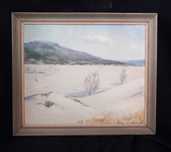 Quadro de paisagem, óleo sobre platex, 1958 assinado
