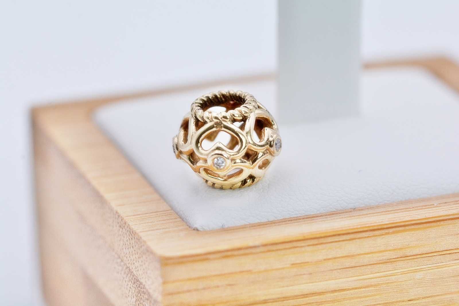 Oryginalny charms Pandora Gold Openworks Heart Diamond 750466D 585