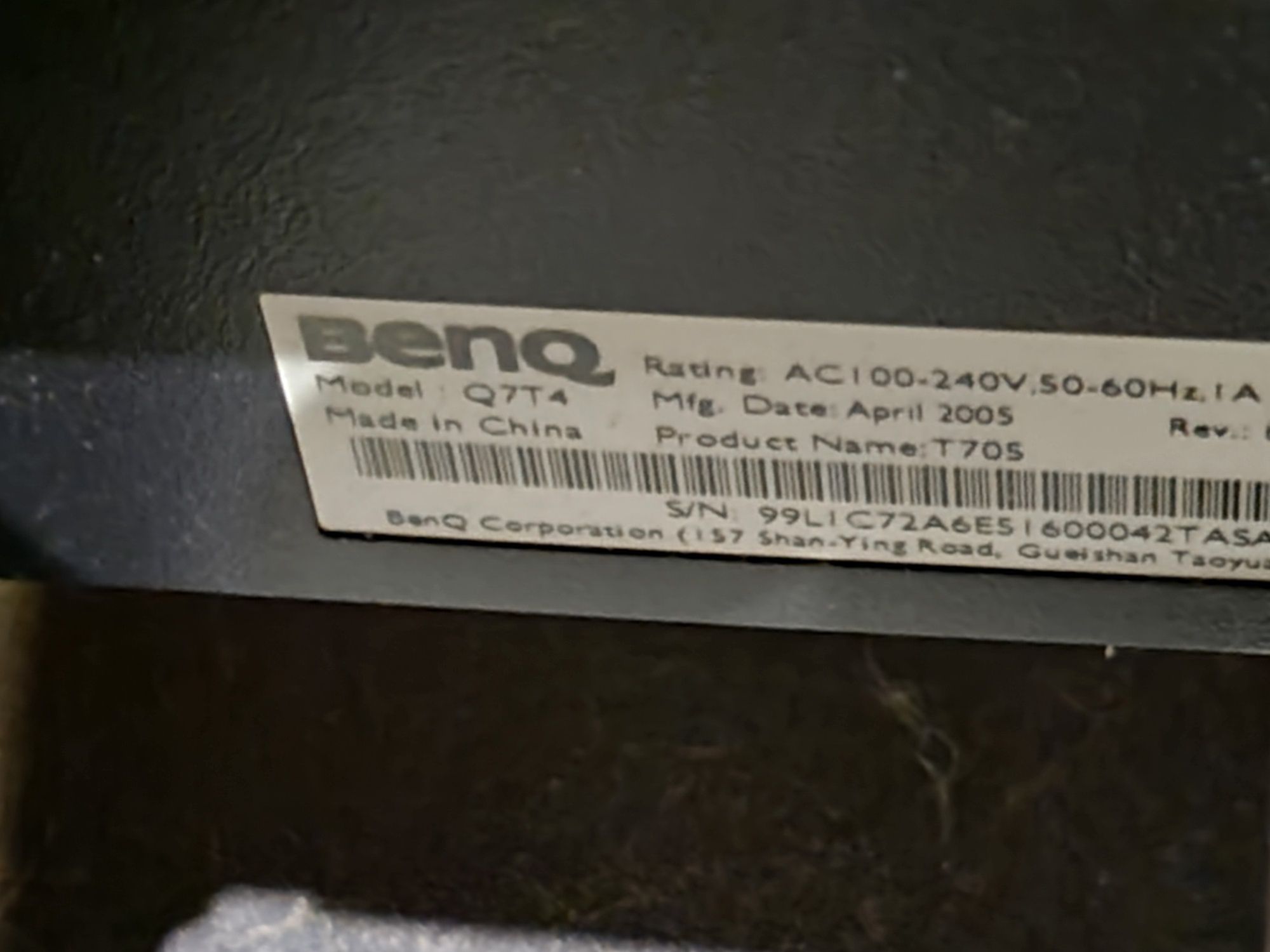 Monitor Ecrã Computador PC 17" Benq Q7T4