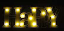 Drewniany Napis LED HAPPY