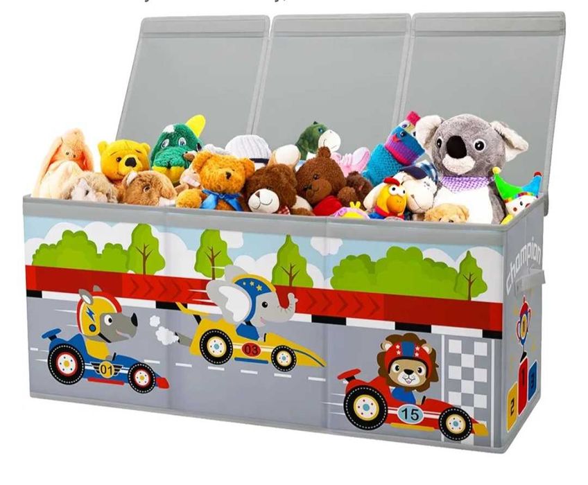 Organizer na zabawki duży box z pokrywą i uchwytami 96x32x40cm