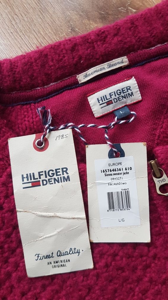 Tommy Hilfiger Sienna sweterek rozpinany na suwak 40 L damski wełna