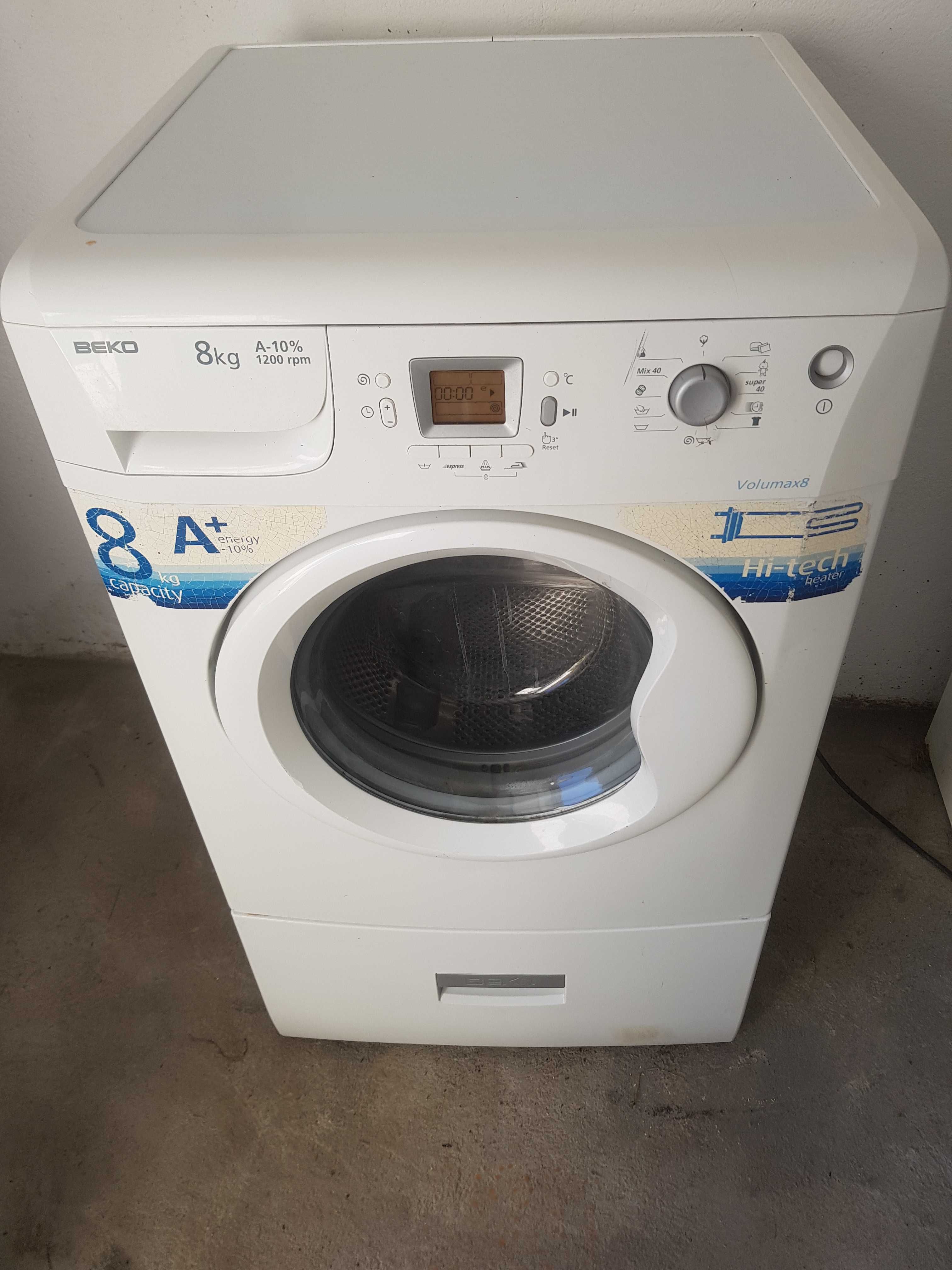 Duża Pralka Beko 8 kg z dolną podstawą szufladą wysoka 106cm