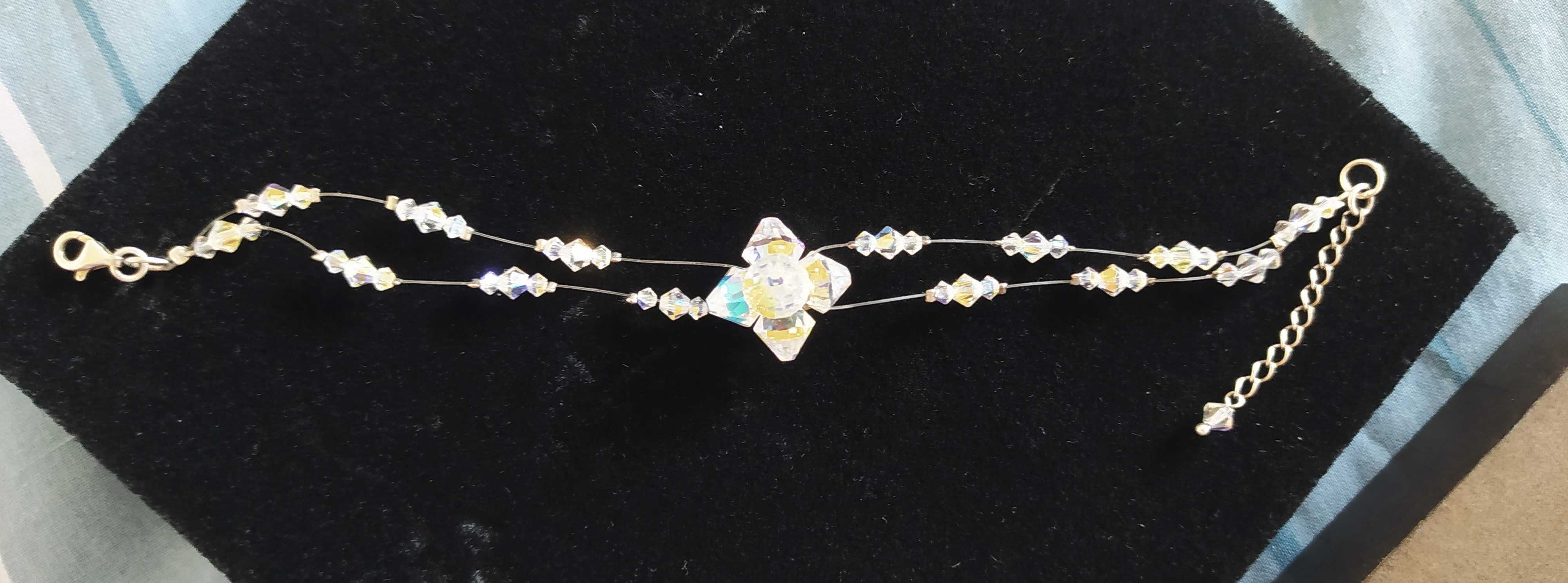 Komplet biżuterii Ślubnej z kryształów Opalizujących Swarovski