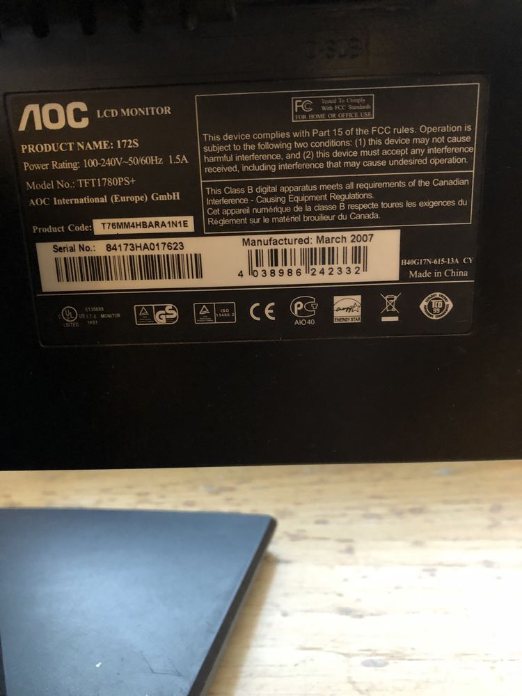 monitor lcd aoc 172S 17"