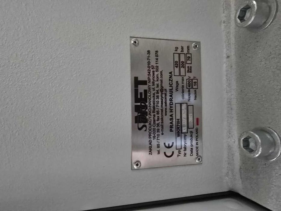 Prasa hydrauliczna WKR70H Ultrapras 16t NOWA !