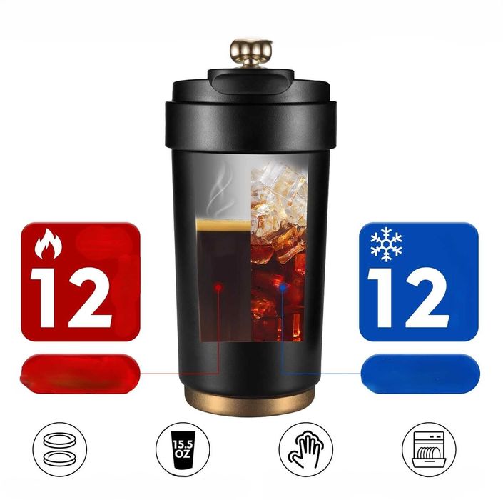 Czerwony kubek termiczny 450 ml na wynos, szczelny
