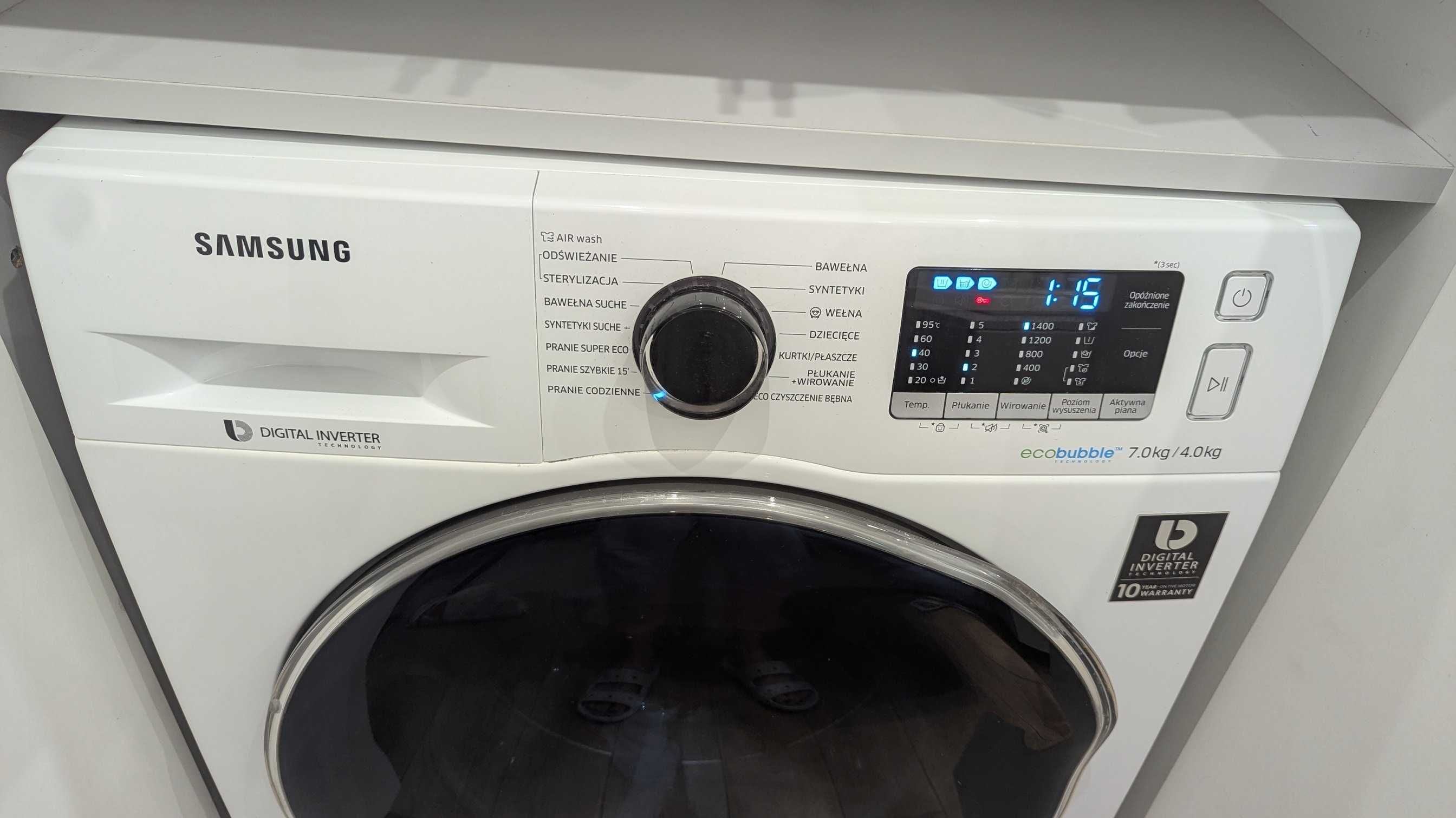 Pralko-suszarka Samsung WD70J5A10AW EcoBubble 7/4 kg – zadbana