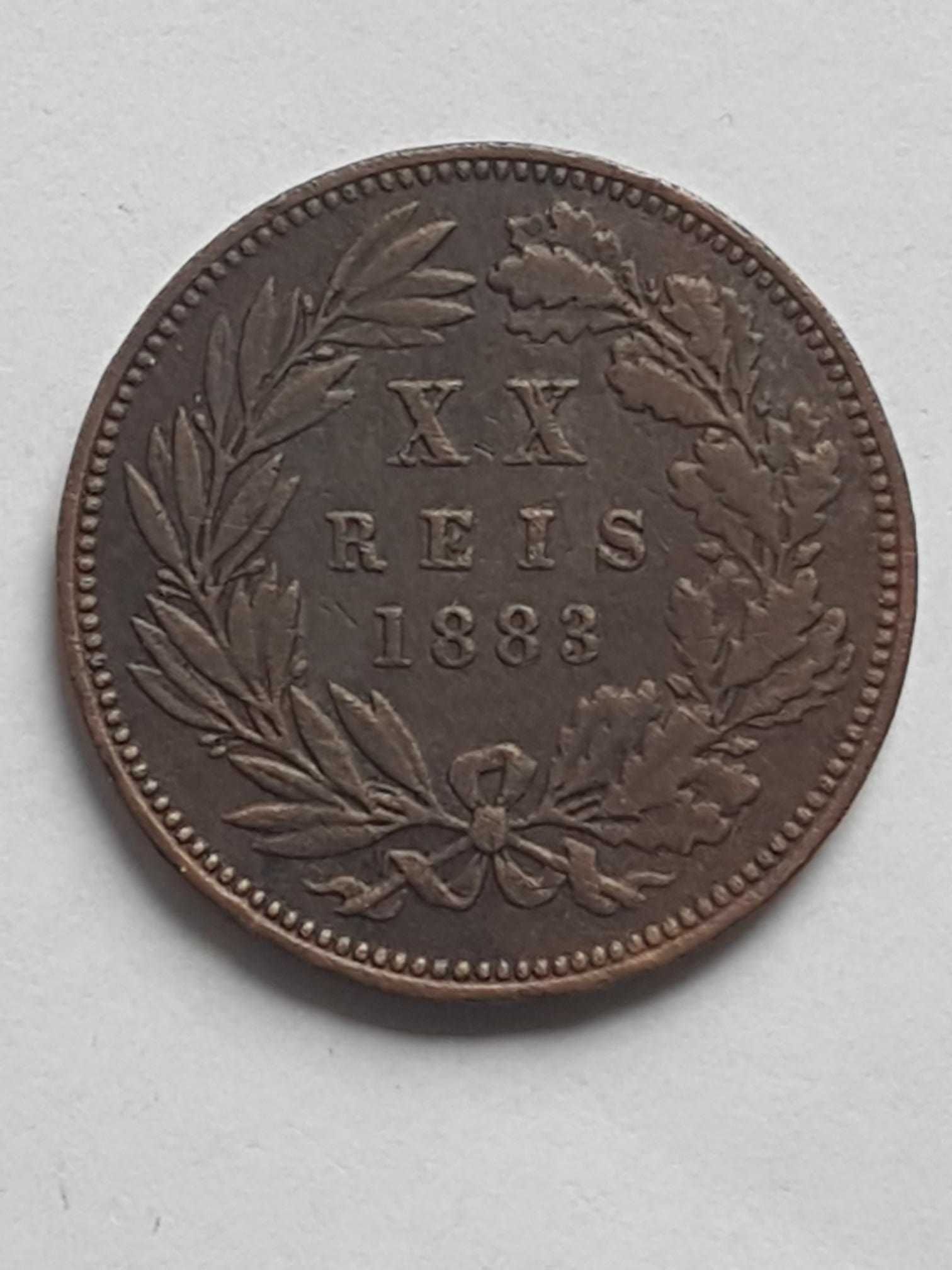 Moeda XX Reis Bronze Monarquia (D.Luis I) 1883 (MBC+)