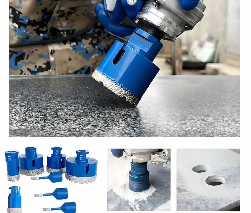 Zestaw Otwornice Koronki Wiertła Diamentowe do Gresu Płytek WALIZKA