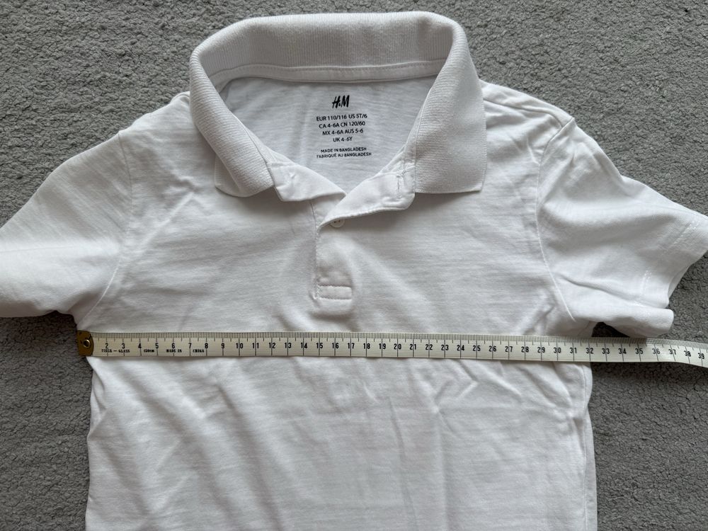 Biała koszulka polo H&M białe polo, polówka, t-shirt z kołnierzykiem