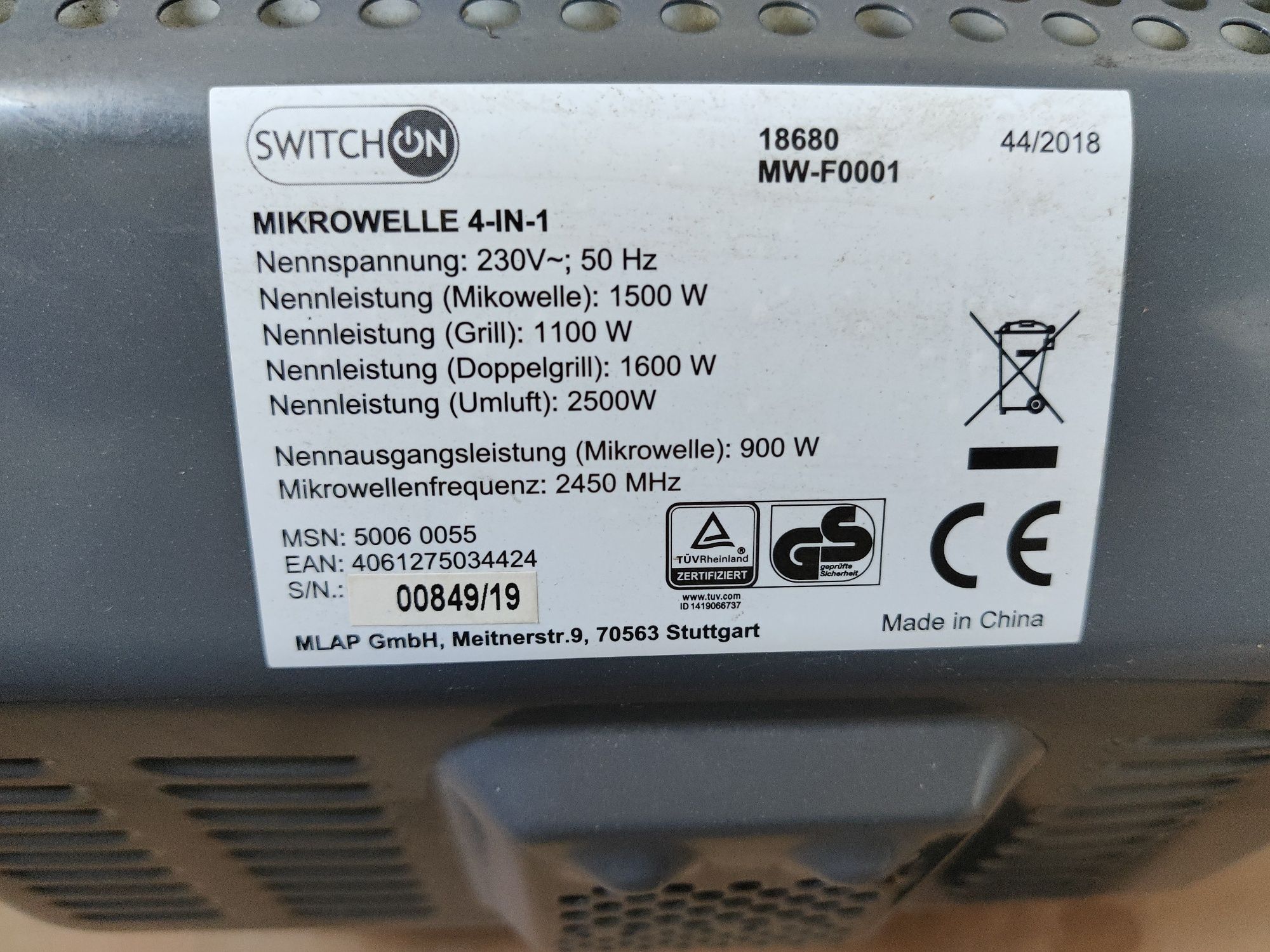 Mikrofalówka grill piekarnik Switch On