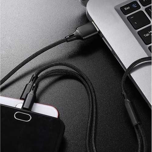 Kabel USB 3w1 lightning microUSB USB-C QC