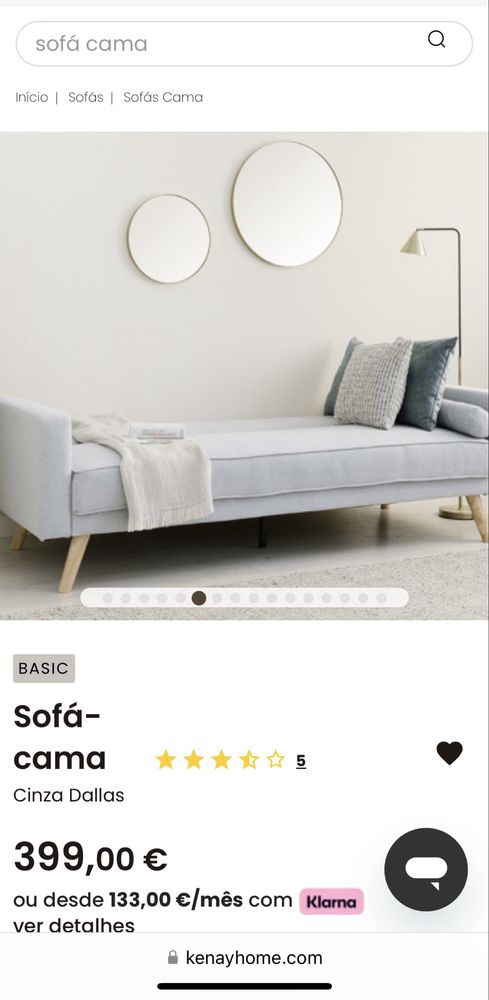 Sofa cama cinza elegante