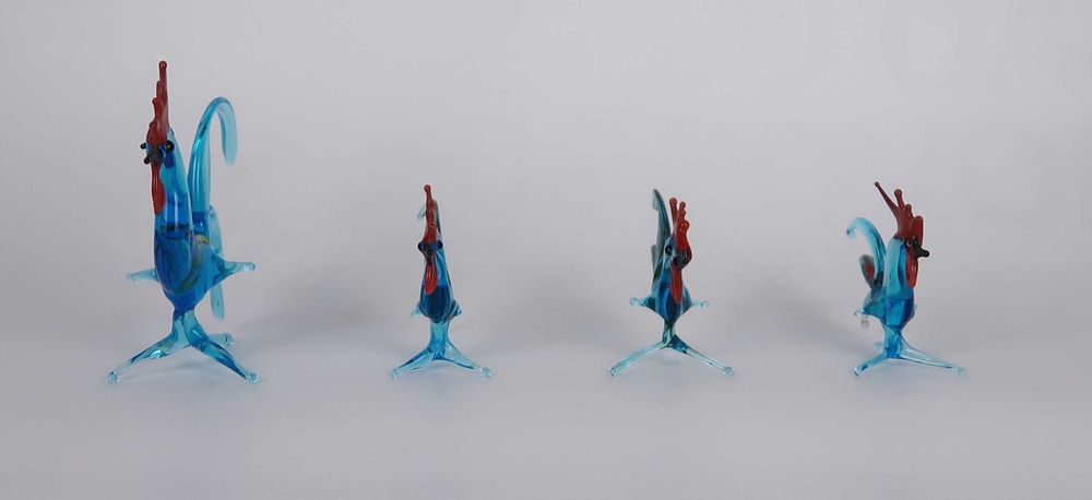 Figuras miniaturas vidro soprado - Galos