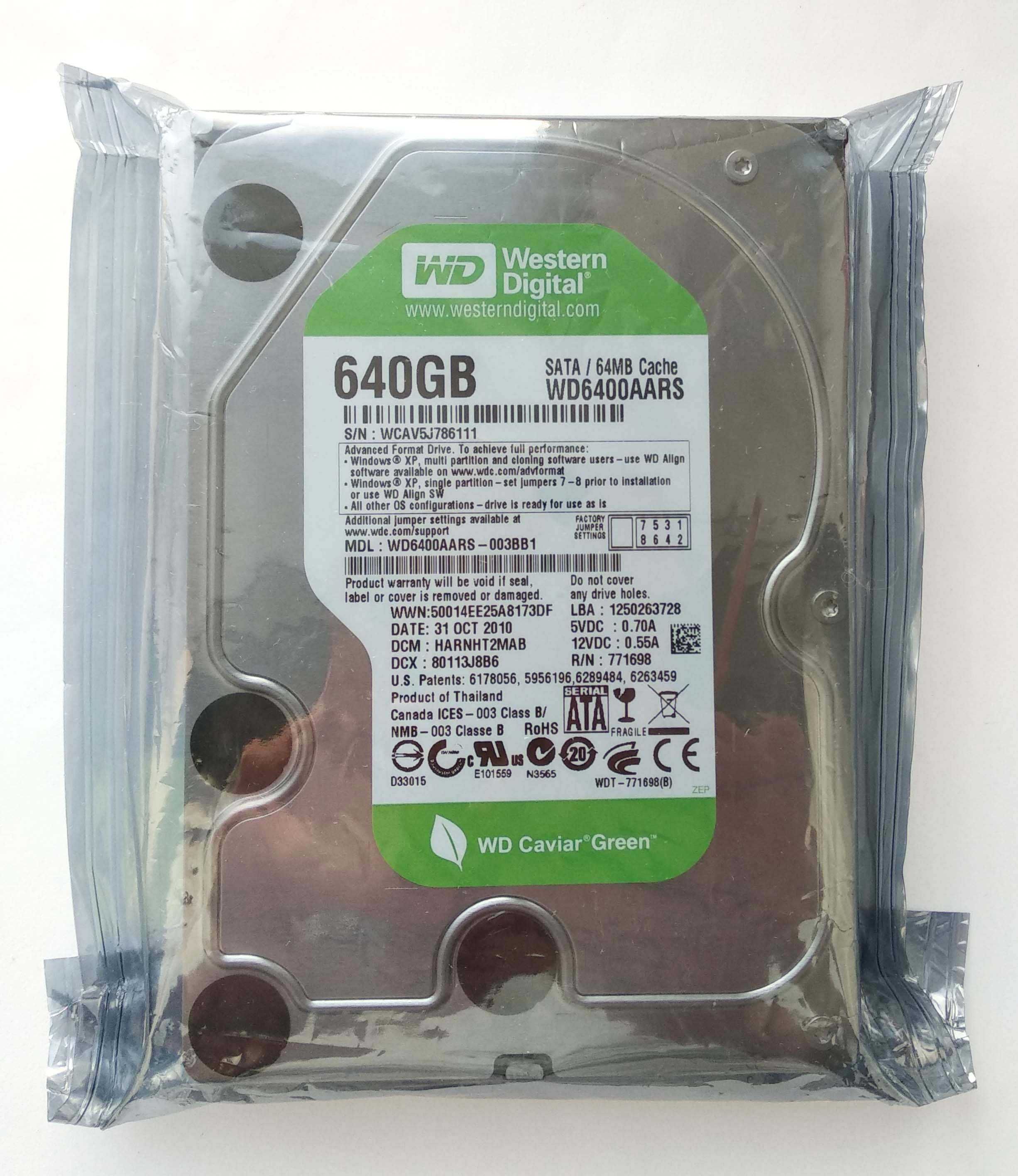 WD Green 640GB SATA2  (Новый)