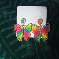 Kolczyki motylki wiszące kolorowe