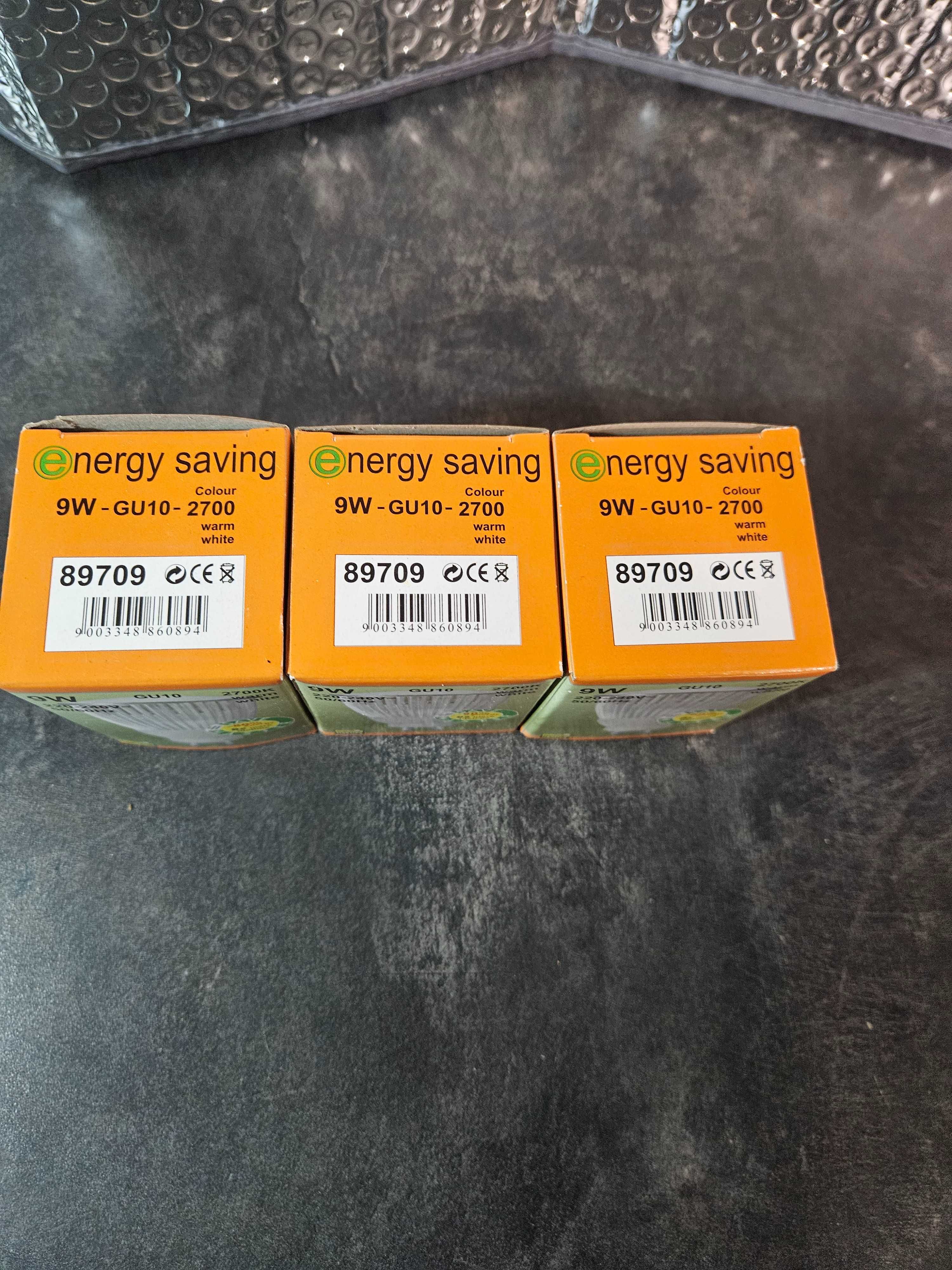 Żarówki energooszczędne LED GU10 – zestaw 3 szt. 9W (=45W) ciepła biel