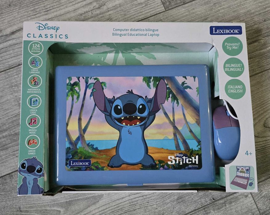 Lexibook, Disney Stitch Angielski/włoski Dwujęzyczny Laptop Edukacyjny