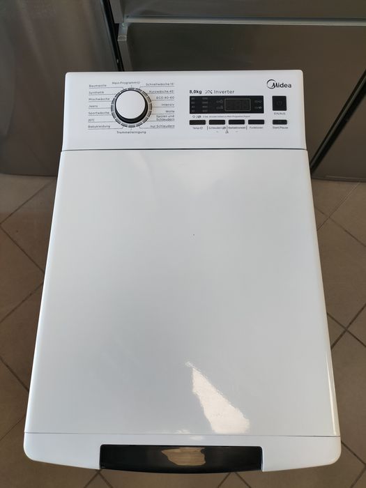 Pralka od góry ładowana Midea, 8kg, 1300obr, inverter, z Niemiec