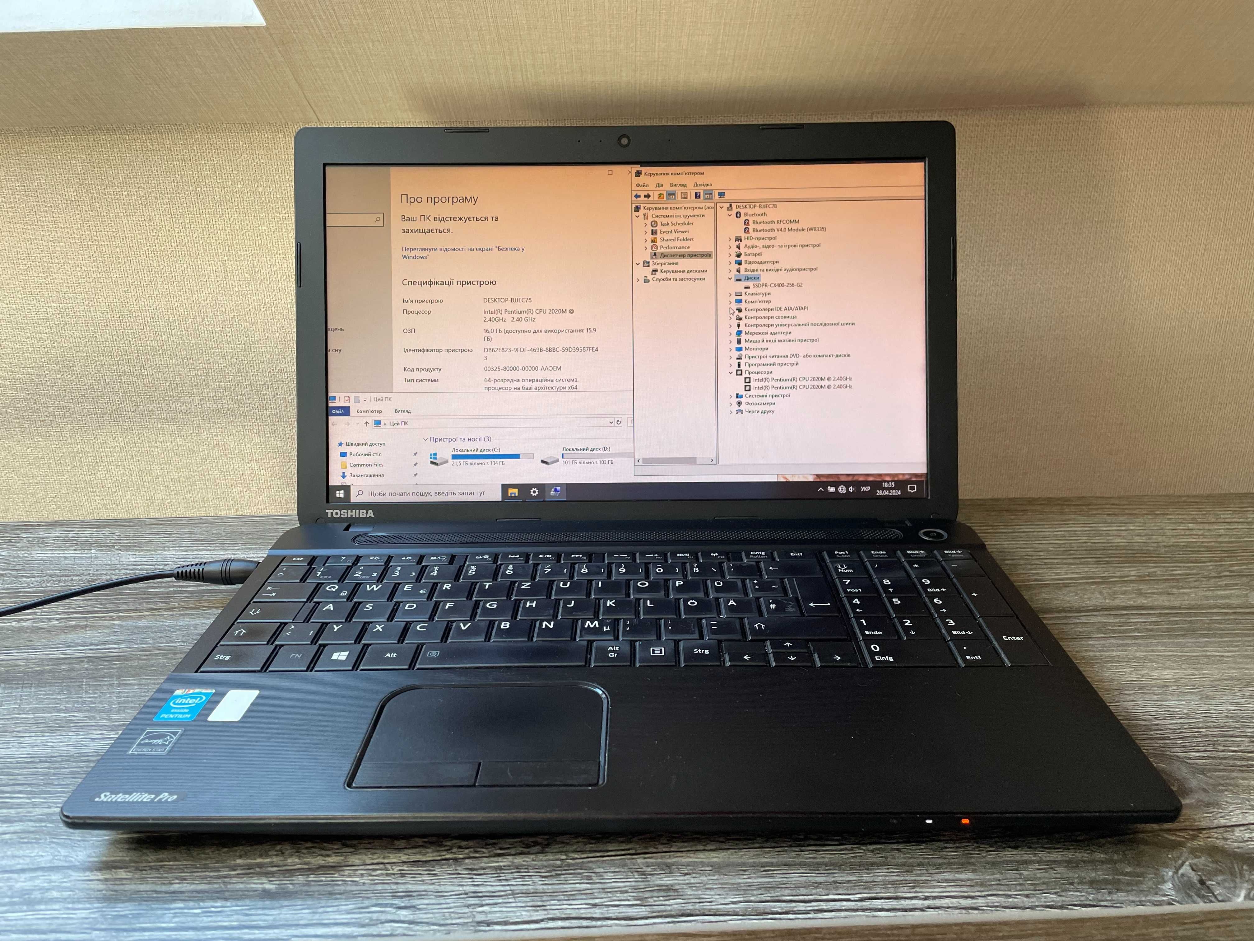 Ноутбук Toshiba SATELLITE PRO C50-A-1L4 | RAM 16 GB | SSD 256 GB