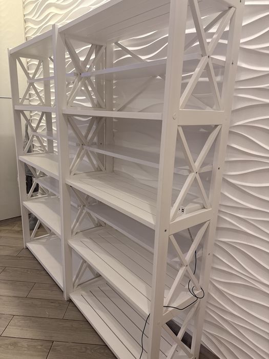 Етажерка стеллаж деревяний білий 2 шт  1600x800x350 мм