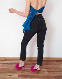 High waist THICK Black jeans Czarne spodnie Denim Zara 1975 wys jakość