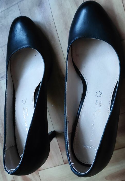 Czarne czółenka szpilki NEXT skóra naturalna r.38,5