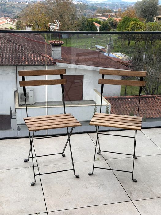 Par de cadeiras dobráveis preto/castanho claro c/velatura IKEA TÄRNÖ