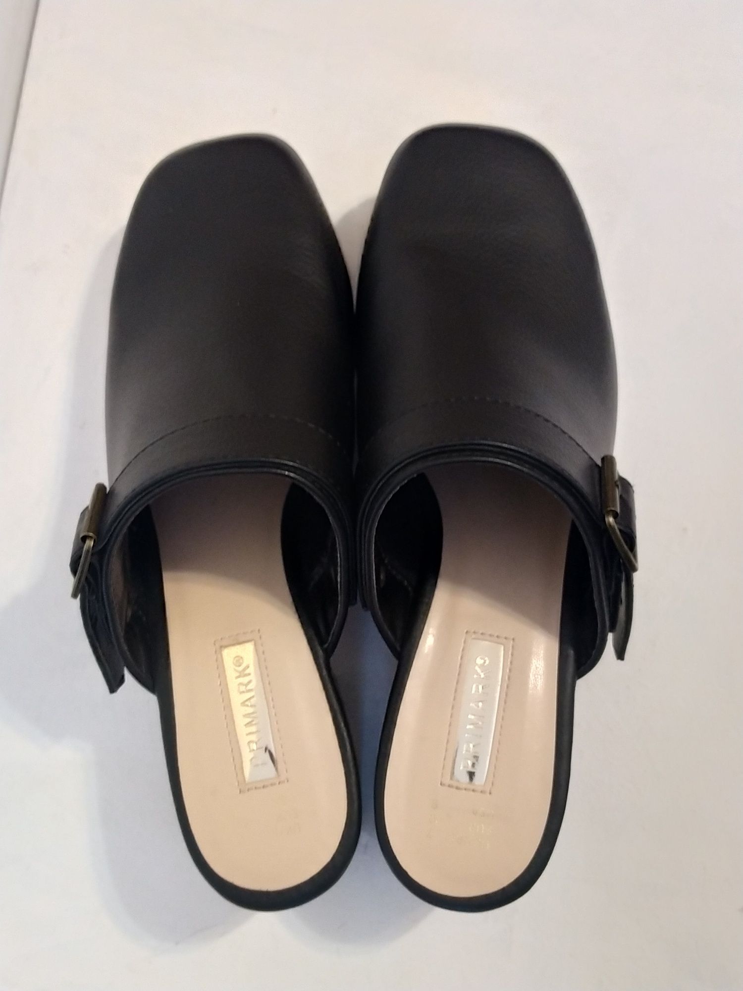 кожаные  сабо клоги мюли р.39 -40 черные Primark