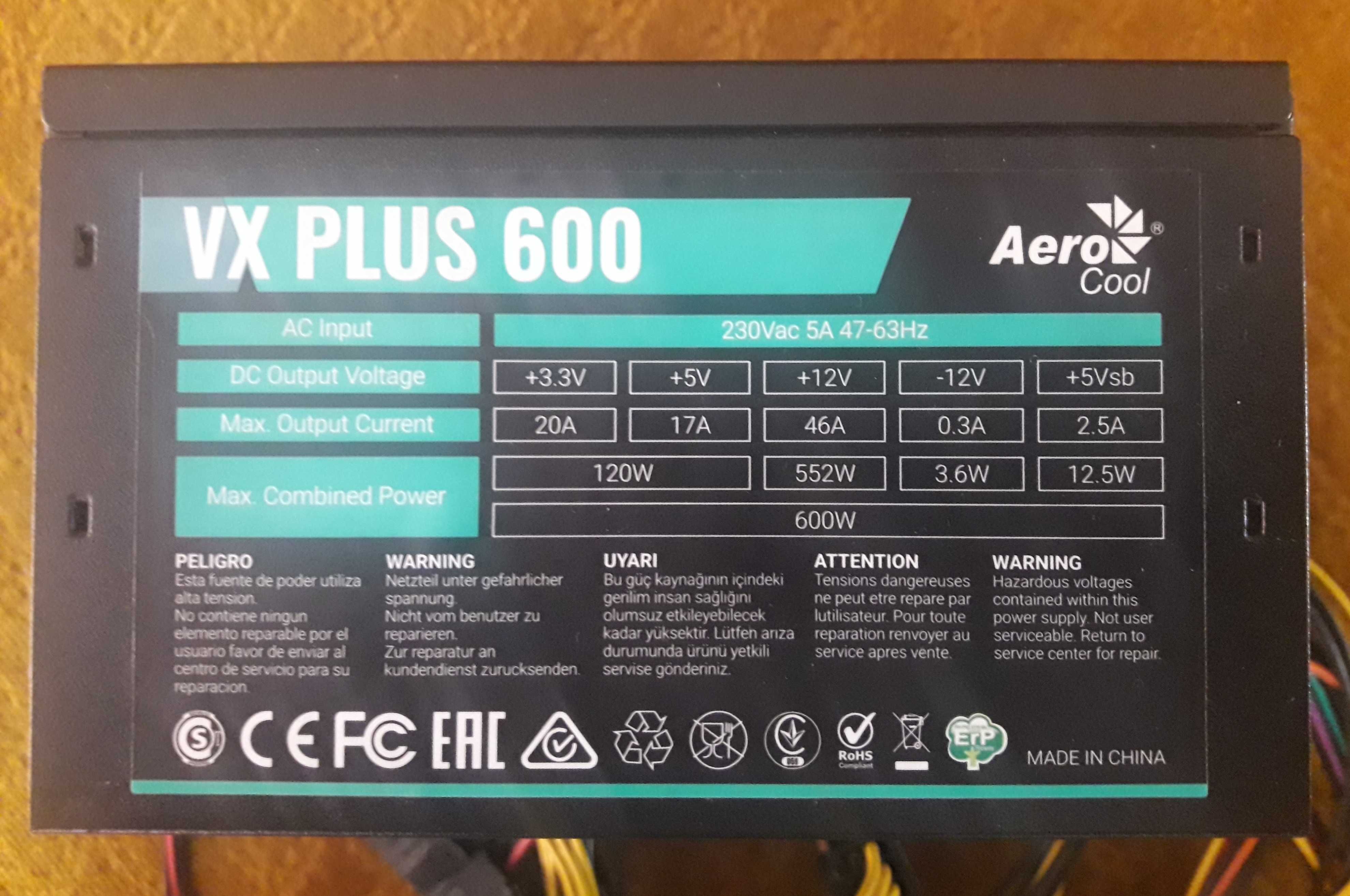 БЖ AeroCool VX PLUS 600W