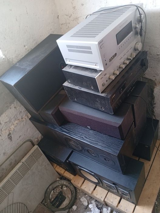 Wzmacniacze Sony  Yamaha plus głośniki jvc heco subwoofer aktywny
