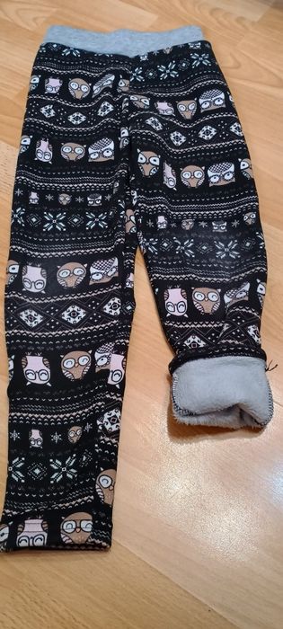 Ocieplane legginsy Miego 122 128 sowy