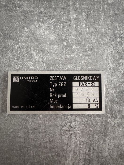 Unitra blaszka znamionowa