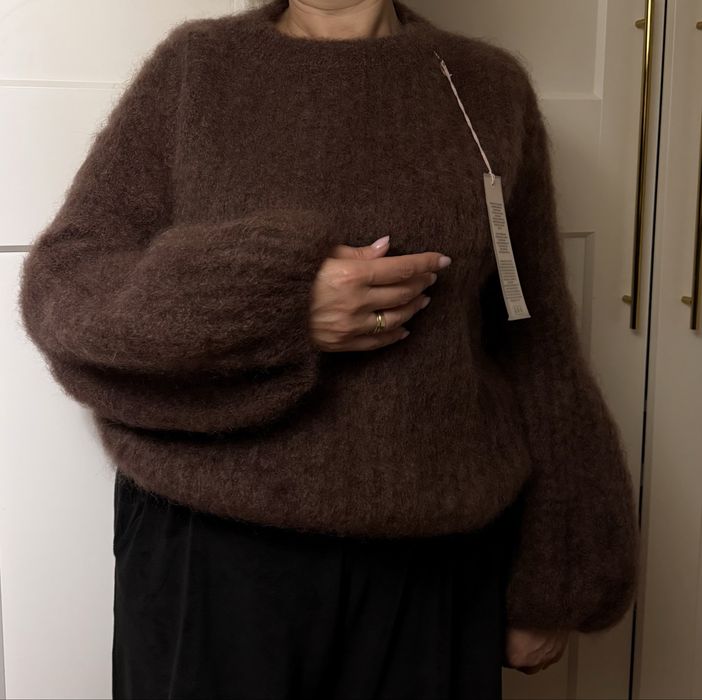 Sweter moher kid rękaw dzwonek kolor brązowy