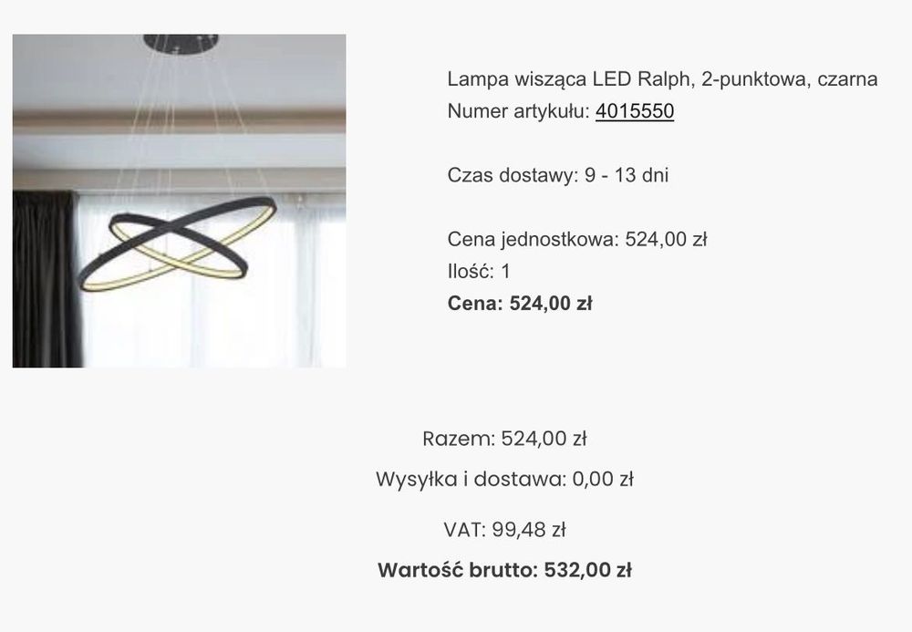 Lampa wisząca led