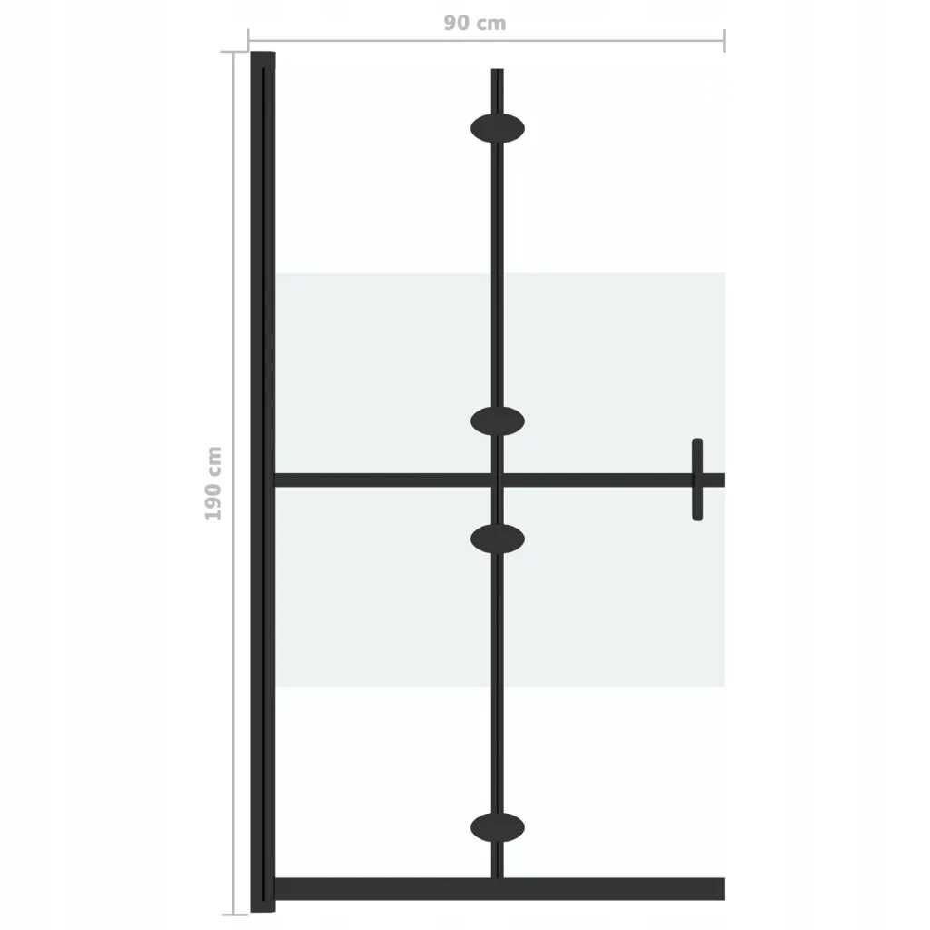 vidaXL Składana ścianka prysznicowa, pół mrożone szkło ESG, 90x190 cm