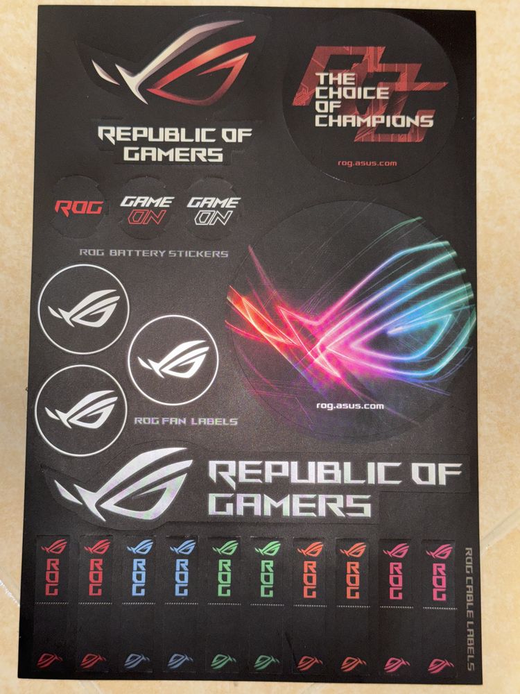 Folha Autocolantes A5 - Asus Republic Of Gamers